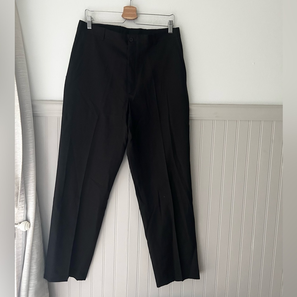 Kenneth Cole Reaction Sleek Black Men's 33x32 Wool Blend Dress Pants